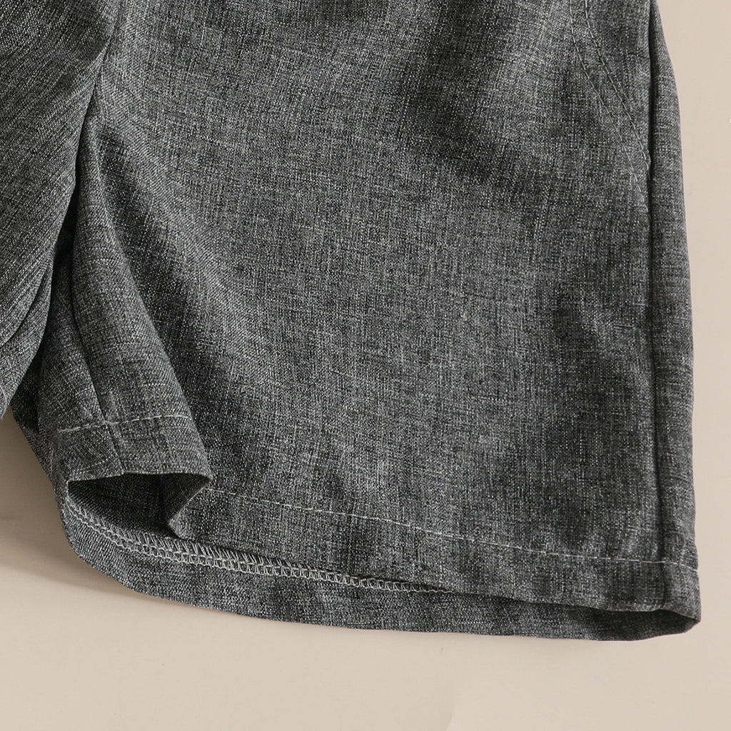 Girls Dark Grey Peter Pan Collar Top With Shorts Sets Sets