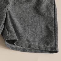 Girls Dark Grey Peter Pan Collar Top With Shorts Sets Sets