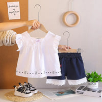 Girls White Bunny & Heart Printed Top With Shorts Sets Sets White 1-2 Y
