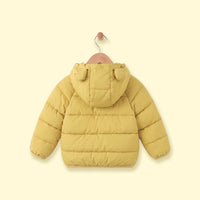 Boys Yellow Bear Ear On Hood Quilted Zip-up Jacket Coats & Jackets