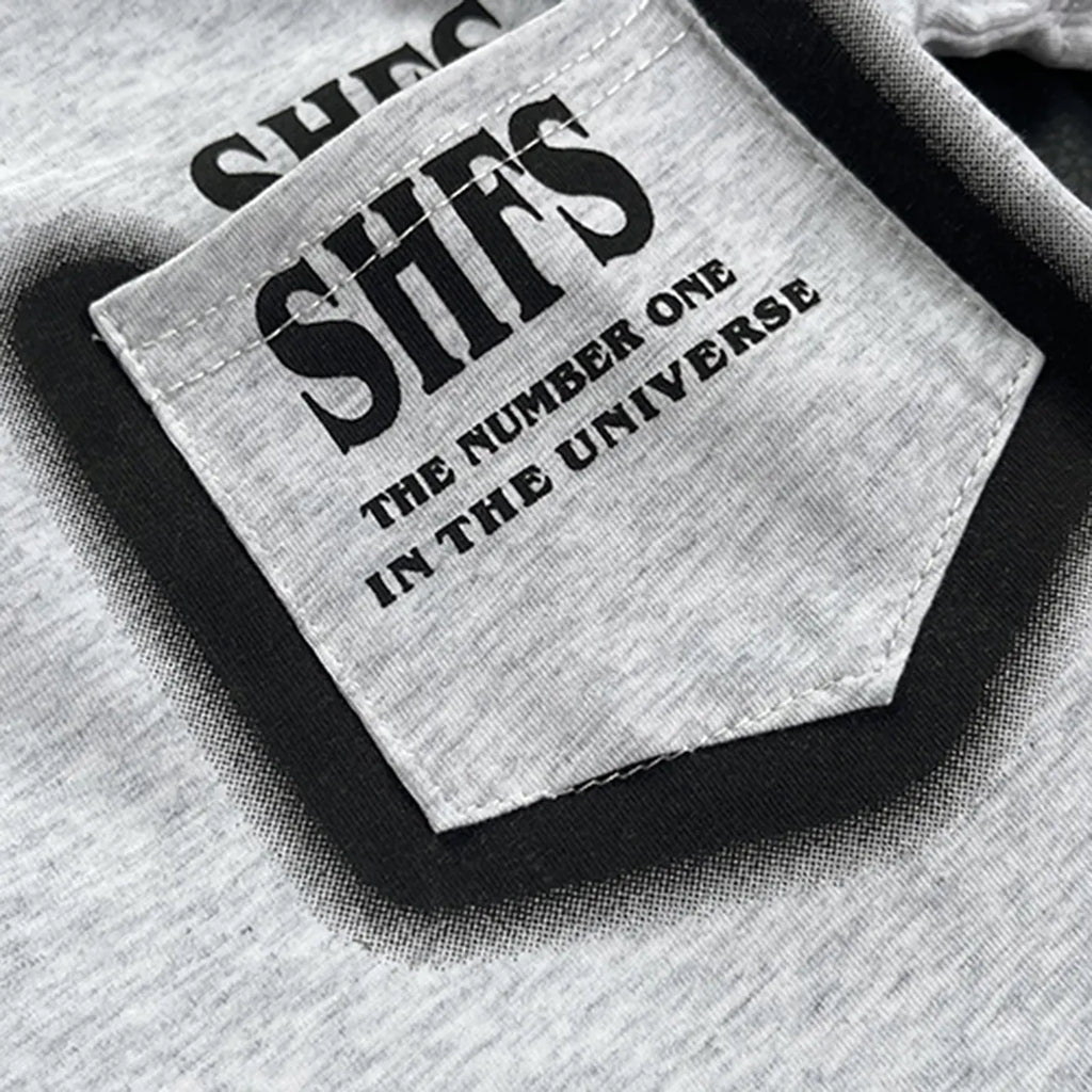 Boys Light Grey Typographic Printed T-Shirt With Denim Shorts Sets Sets