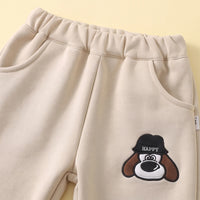 Boys Khaki Typographic Jacket With Hooded Sweatshirt & Joggers Sets Sets