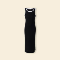 Girls Black Solid Sleeveless Maxi Dress With Contrast Trims Details Casual Dresses Black 7-8 Y