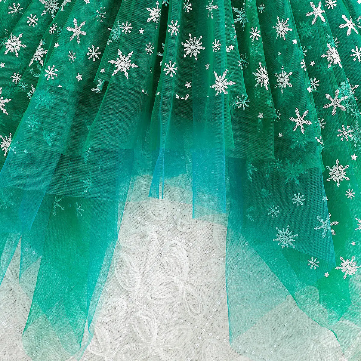 Girls Green Embroidered Tulle Overlay Fit & Flare Dress With Shrug Casual Dresses