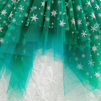 Girls Green Embroidered Tulle Overlay Fit & Flare Dress With Shrug Casual Dresses