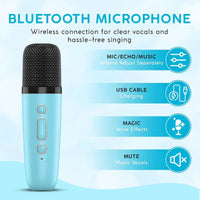 Kids Blue Bluetooth Karaoke Speaker with Wireless Microphone Trending Accessories