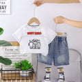 Boys White Graphic T-Shirt With Denim Shorts Sets Sets White 1-2 Y