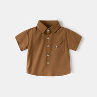 Boys Brown Short Sleeve Casual Shirt Shirts