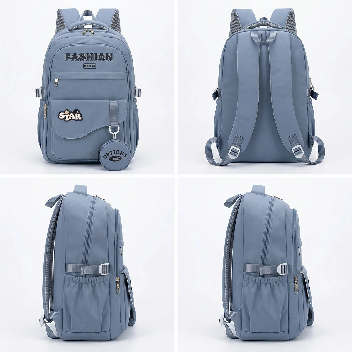 Kids Grey Medium Backpack with Detachable Pouch Trending Accessories
