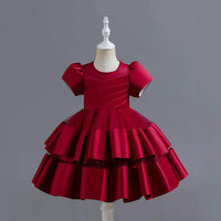 Girls Pleated Knee Length Party Dress Party Dresses Red 2-3 Y 