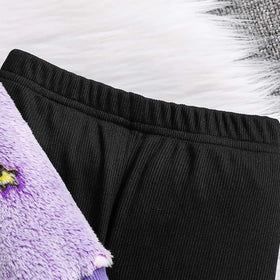 Girls Purple Self-Design Unicorn Patterns Hooded Fleece Sweatshirt With Legging Sets 2 pc. Sets