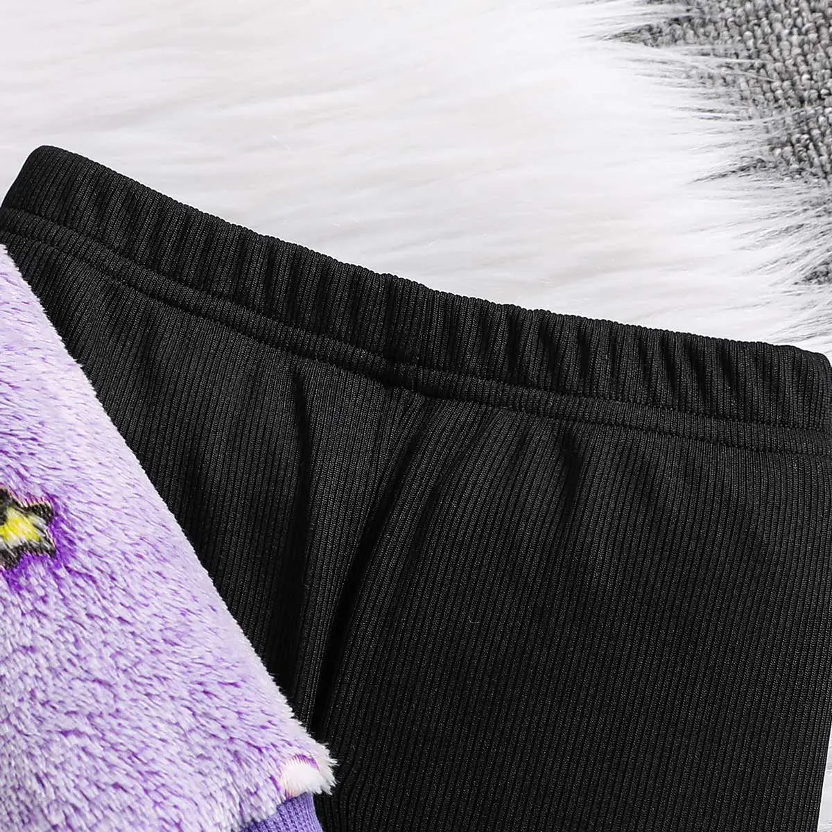 Girls Purple Self-Design Unicorn Patterns Hooded Fleece Sweatshirt With Legging Sets 2 pc. Sets