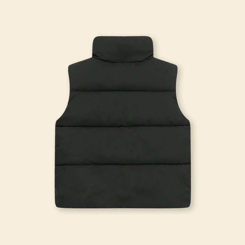 Boys Black Quilted Puffer Vest With Stand-up Collar Coats & Jackets