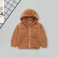 Girls Brown Fur Front Zipper Hooded Winter Jacket Coats & Jackets Brown 5-6 Y