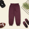 Boys Maroon Solid Cross Pocket Elasticated Joggers Trackpants & Joggers Maroon 1-2 Y