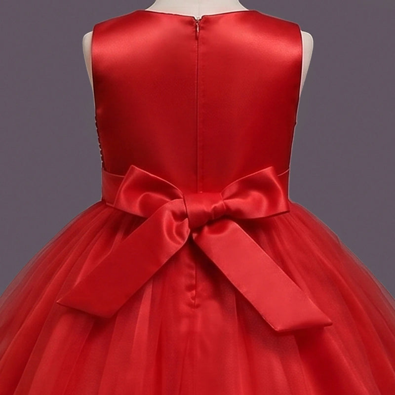 Girls Red Sequin Embellished Fit & Flare Party Wear Dress Party Dresses