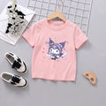 Girls Pink Kuromi Cartoon Printed Short Sleeve T-Shirt Tshirts Pink 1-2 Y