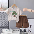 Boys Beige Mushroom Graphic T-Shirt With Shorts Sets Sets Beige 1-2 Y