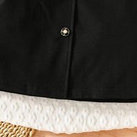 Girls Black Flowers Applique A-line Dress With Polka Dot Printed Puff Sleeves Casual Dresses