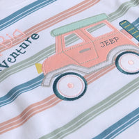 Boys Multicolor Stripes Embroidered T-Shirt With Shorts Sets Sets
