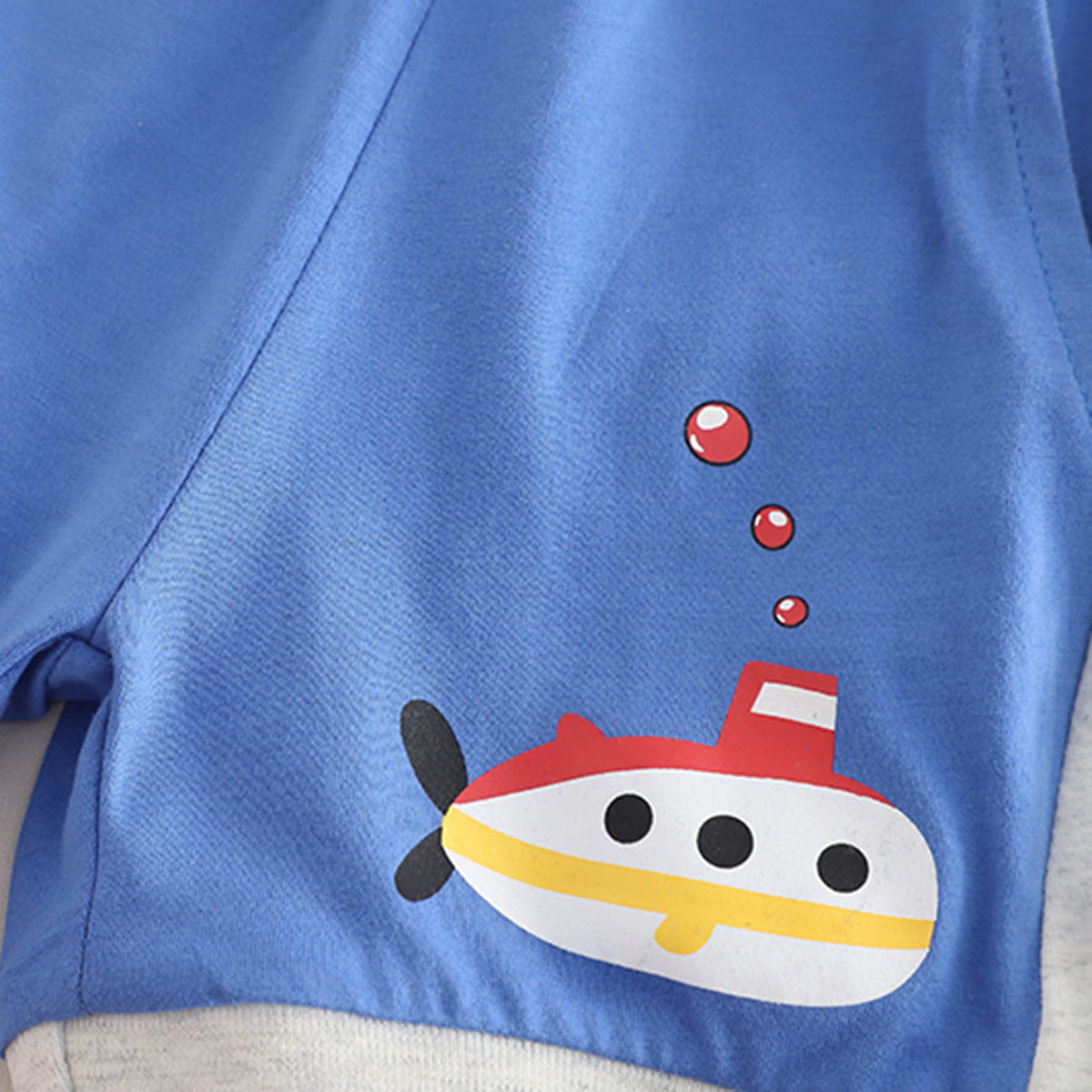 Boys Blue Submarine Printed Raglan Sleeves T-Shirt With Shorts Set 2 pc. Sets