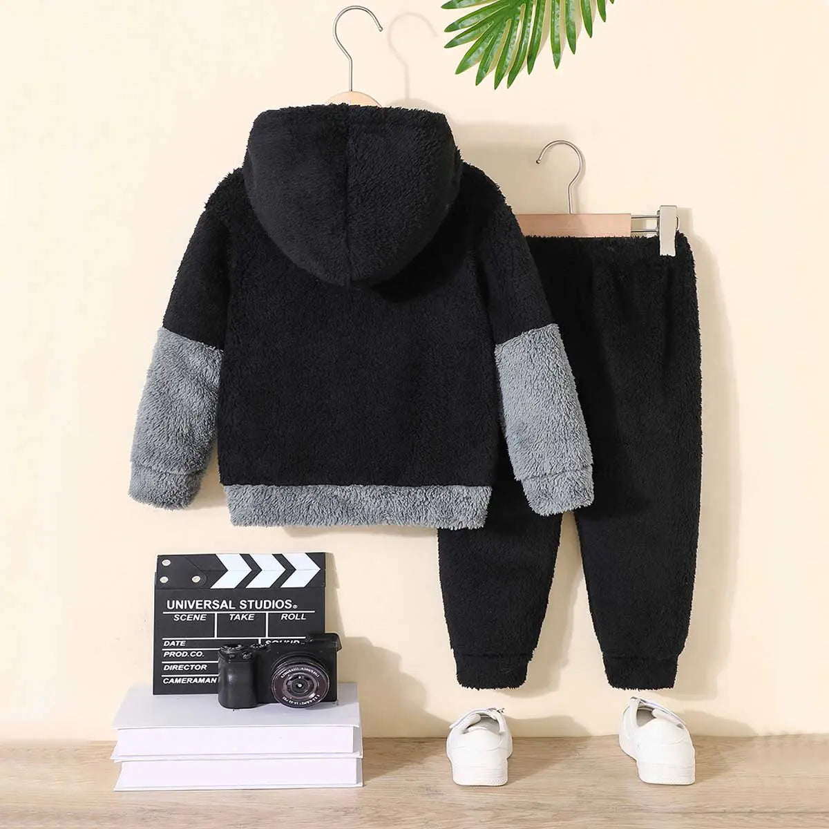 Boys Black Typographic Embroidered Sweatshirt With jogger Sets 2 pc. Sets