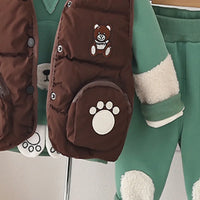 Boys Green Graphics Regular Sweatshirt With Sleeveless Jacket & Pants Sets 3 pc. Sets