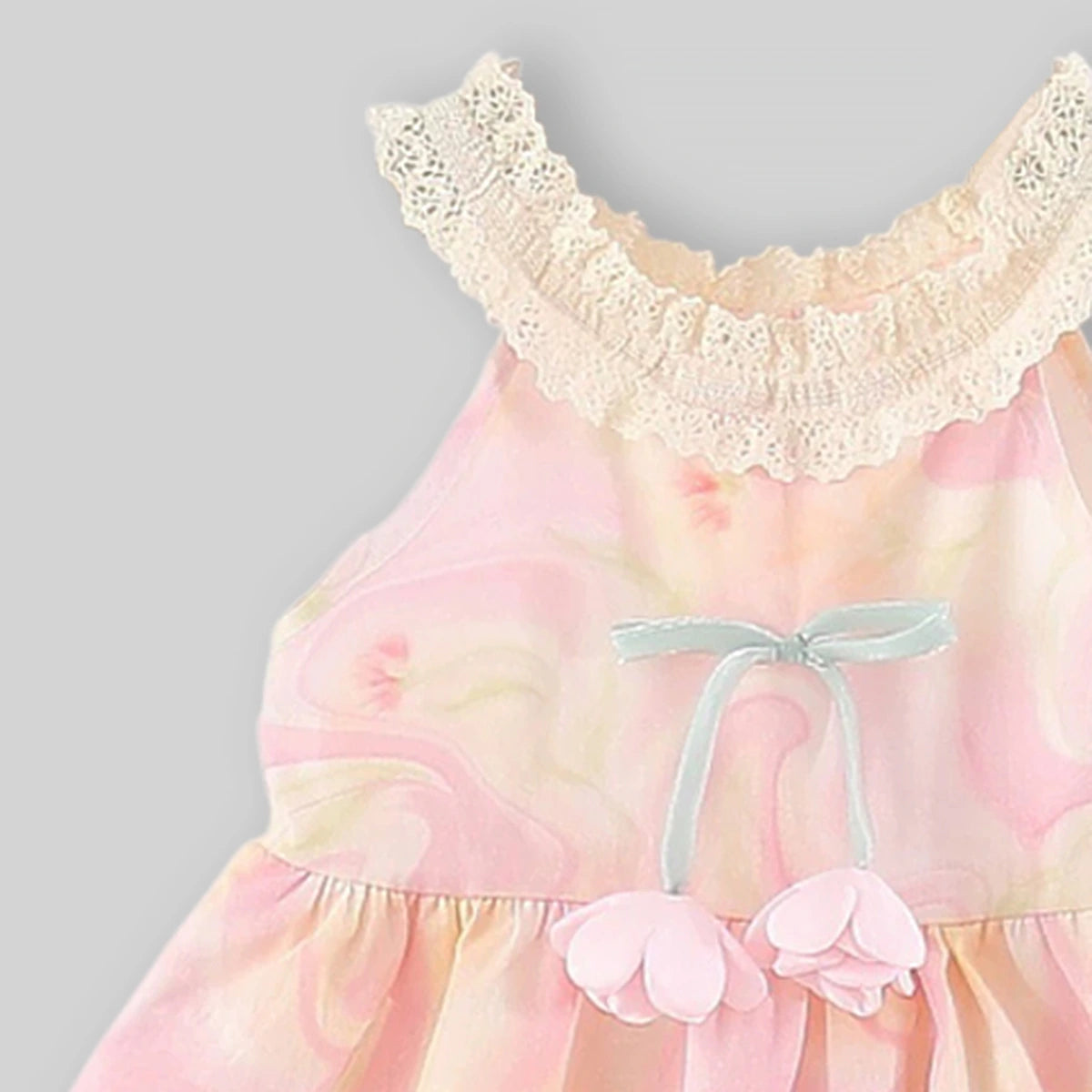 Girls Pink Floral Print Tiered Fit And Flare Dress Casual Dresses