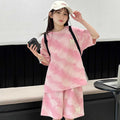 Girls Tie & Dye Short Sleeves T-Shirt With Shorts Set Sets Pink 6-7 Y 