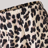 Girls Khaki Leopard Print Side Bows Details Loose Fit Pants Pants