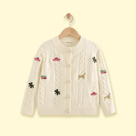 Girls Off White Embroidered Long Sleeve Cardigan Sweaters & Cardigans Off White 2-3 Y