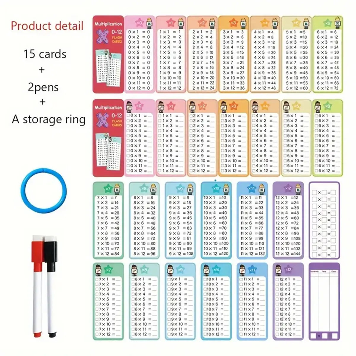 Kids Rewritable Multiplication Flash Cards Set Trending Accessories