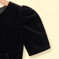 Girls black and pink high-low puff sleeve party dress
