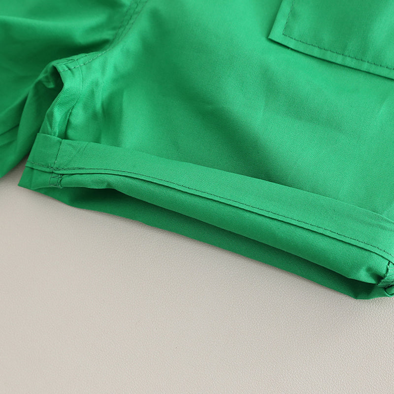 Boys Printed Short Sleeves T-Shirt With Green Shorts And Bag Pack Set 3 pc. Sets