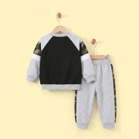 Boys Black Star Print Sweatshirt With Pants Sets 2 pc. Sets