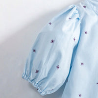 Girls Light Blue Ditsy Print A-line Shirt Dress Casual Dresses