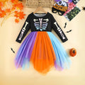 Girls Multicolor Skeleton Printed Halloween Fit & Flare Dress Casual Dresses Multicolor 2-3 Y