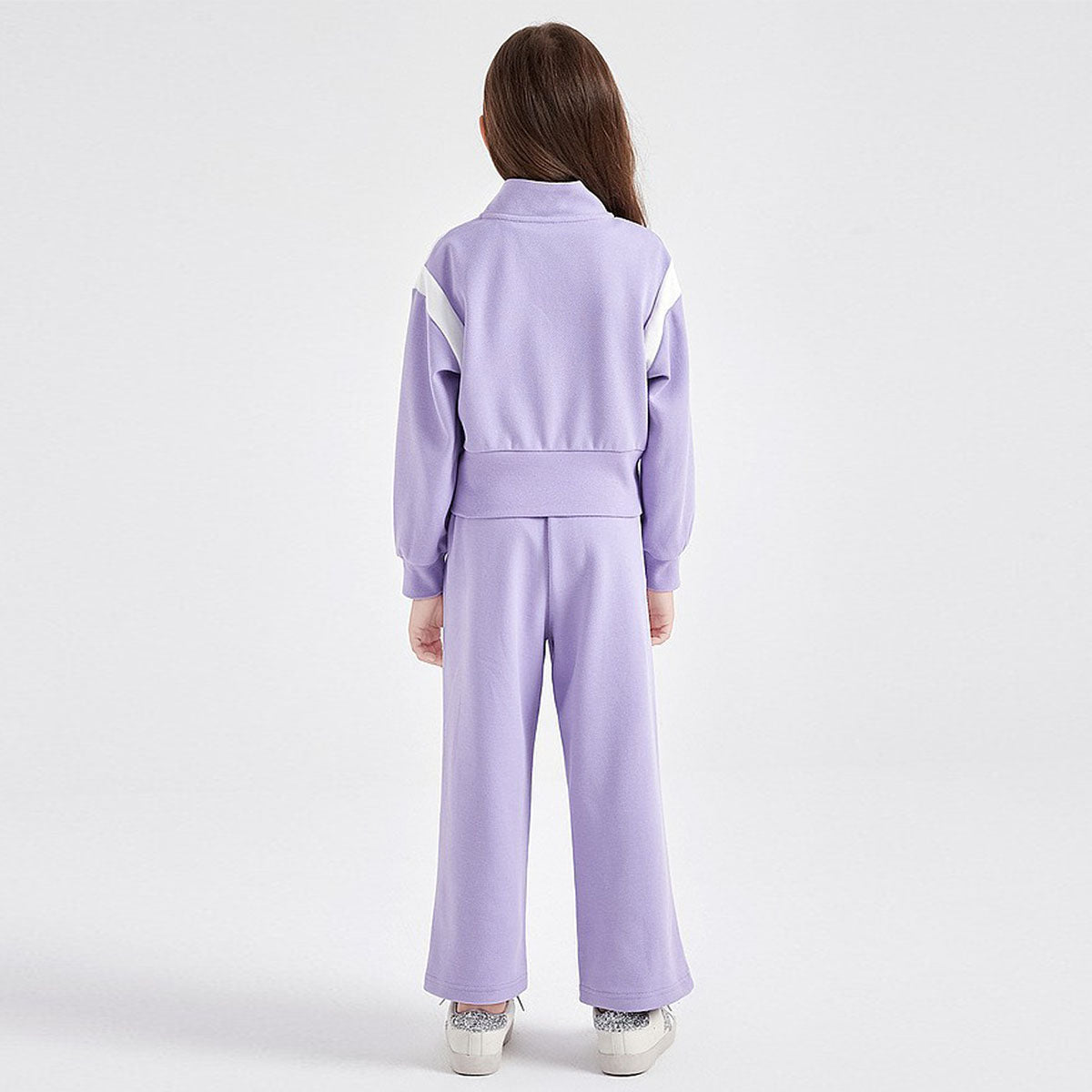 Girls Purple Heart Embroidered Front Zipper Jacket With Pants Winter Set 2 pc. Sets