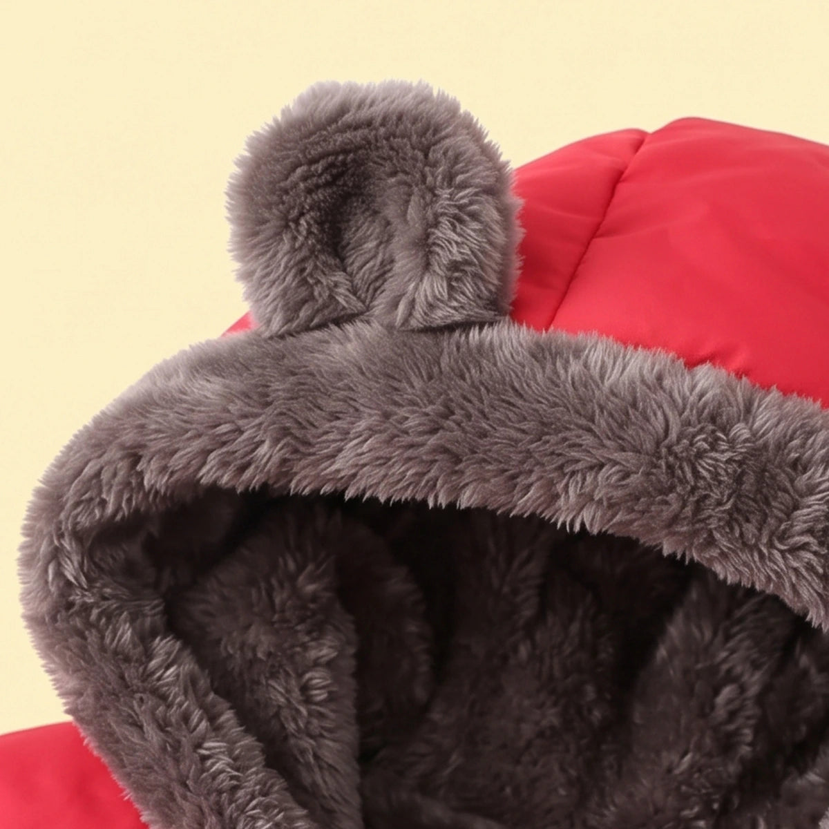 Boys Red Bear Ear On Hood Zip-up Puffer Jacket Coats & Jackets