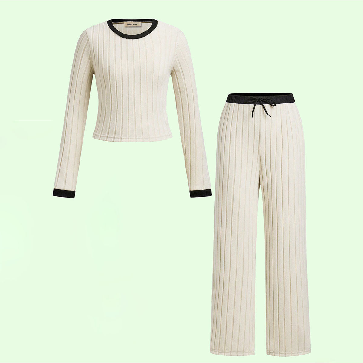 Girls Apricot Self-Design Stripe Top With Pants Co-ord Sets 2 pc. Sets Apricot 7-8 Y