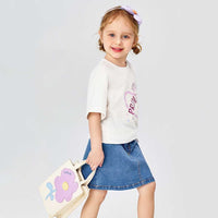 Girls Elasticated Light Wash Denim Skirt Skirts   