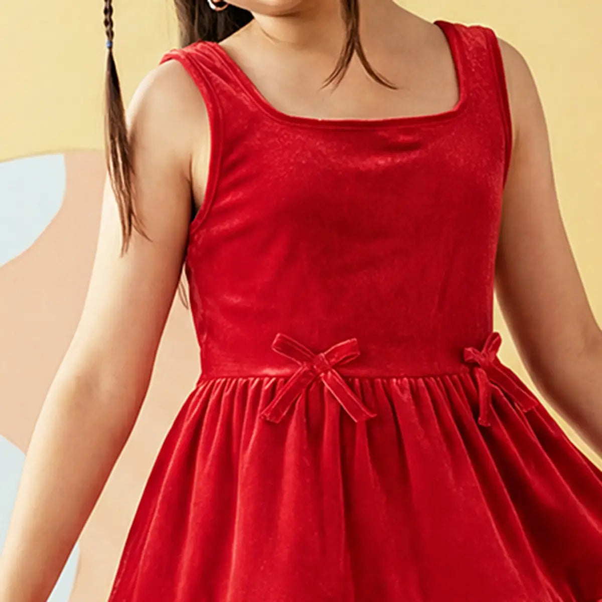 Girls Red Sleeveless Tiered Fit & Flare Dress Casual Dresses