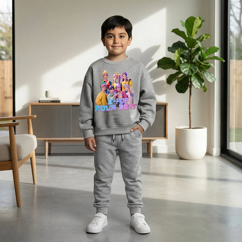 Boys Grey K-Pop Nova Beat Graphics Sweatshirt With Jogger Co-ord Sets Sets Grey 2-3 Y