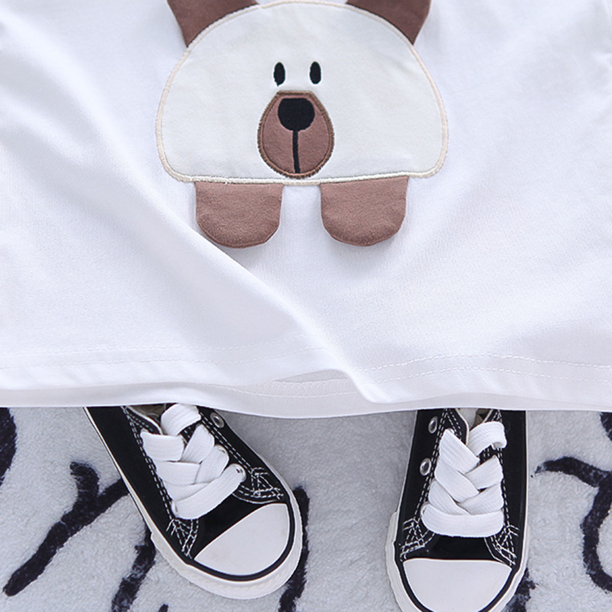 Boys Brown Teddy Patch Short Sleeves T-Shirt With Denim Shorts set 2 pc. Sets