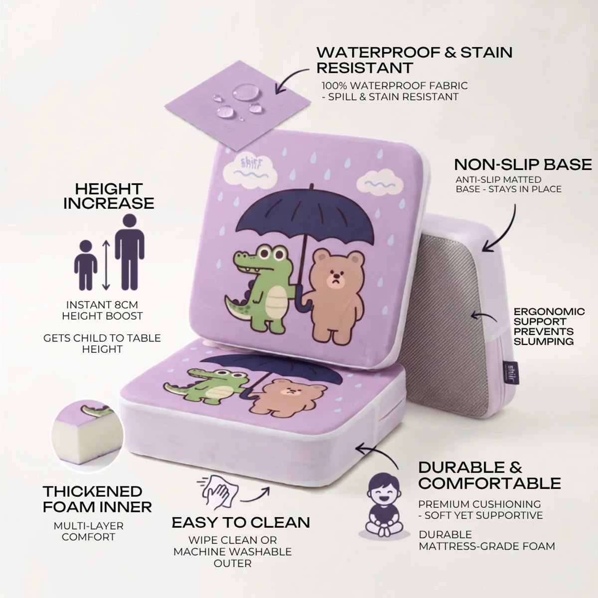 Kids Dining Chair Booster Cushion -Thick, Waterproof & Non-Slip Trending Accessories