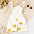 Girls White Sun Print Adjustable Strap Dungaree Jumpsuits White 1-2 Y