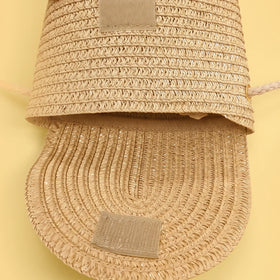 Girls Khaki Solid Cotton Straw Sling Bag Sling Bags