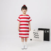 Girls Striped T-shirt Dress Casual Dresses Red 6-7 Y 