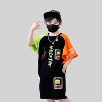 Boys Short Sleeve Graphic T-Shirt With Elasticated Shorts Sets   