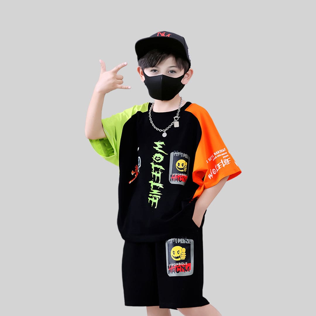 Boys Short Sleeve Graphic T-Shirt With Elasticated Shorts Sets   